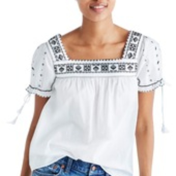 Madewell Tops - Madewell La Villa Embroidered	Blouse